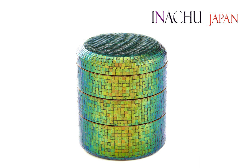 重香合 玉虫蒔絵貼詰 玉石作