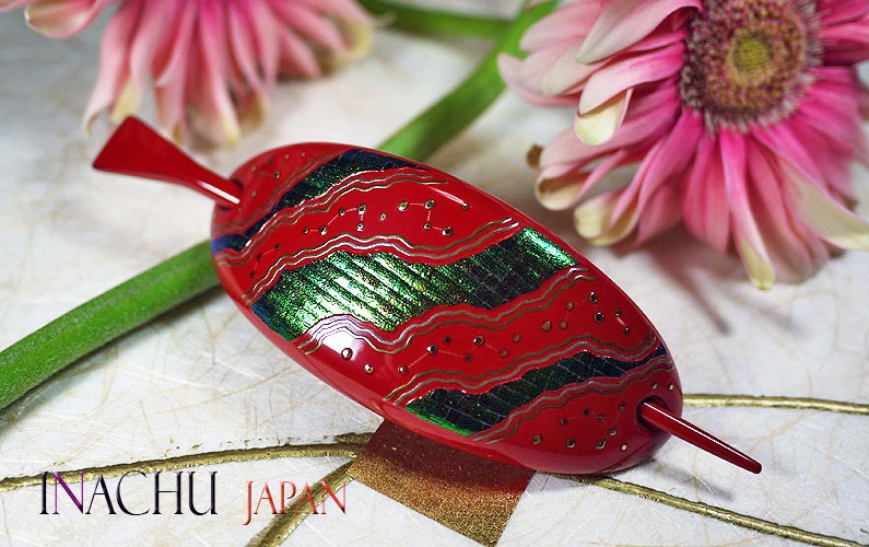 玉虫蒔絵の髪留め